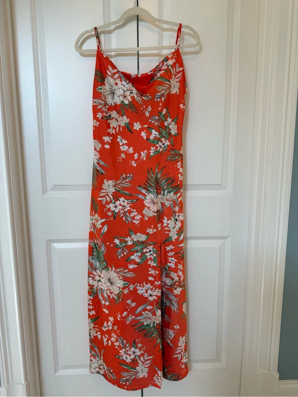 Floral Slip Maxi Dress - coral Floral